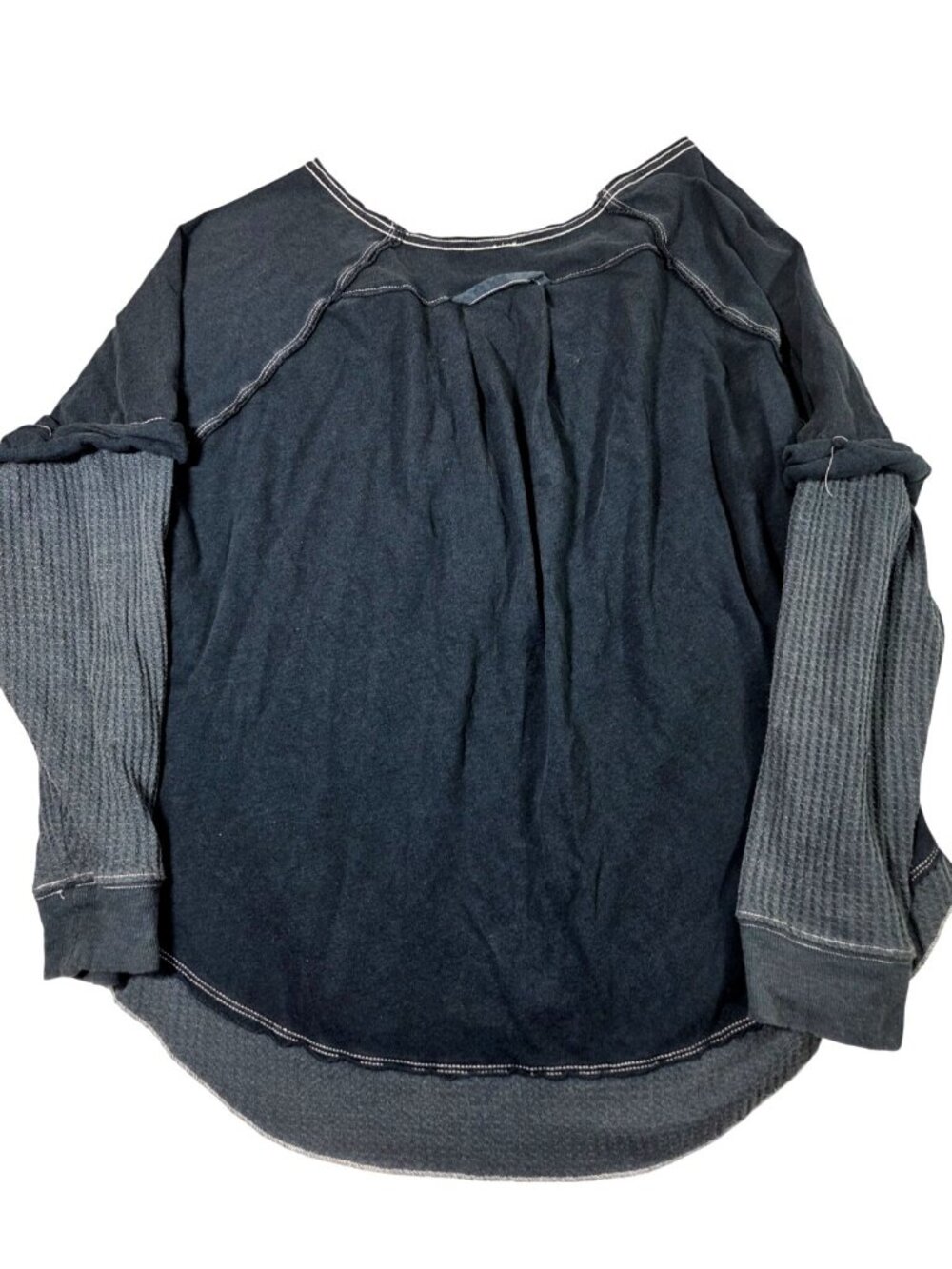 We the Free People Josie Thermal Henley Blue Bella Swan Y2K Elena Gilbert Sz L - Picture 7 of 8